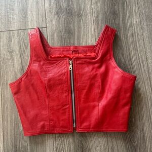 Vintage Ascot Red Leather Top